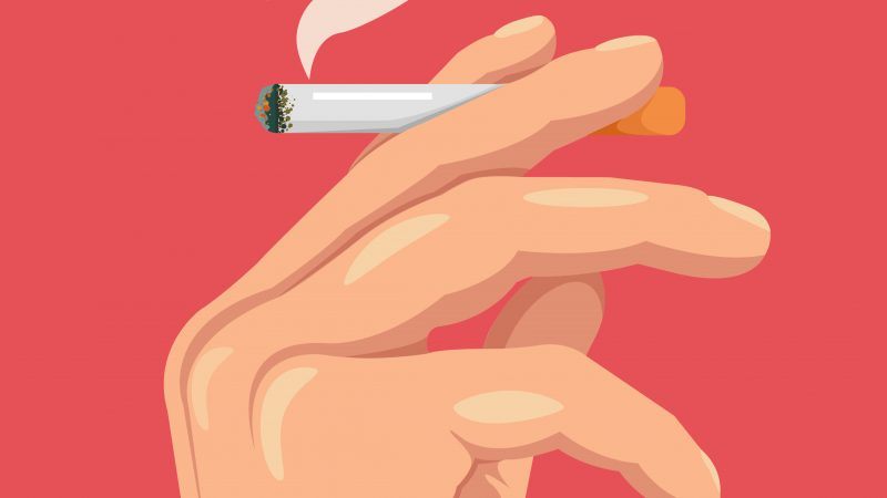 Illustration on a hand holding a cigarette